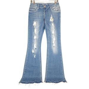 Ariza Jeans Womens Distressed Flare Bell Bottom Jeans Blue Size 5 6